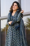 Navyblue Colour Rayon Printed Kurti With Pant Dupatta Wholesale Clothing Suppliers In India Aaradhna 2046